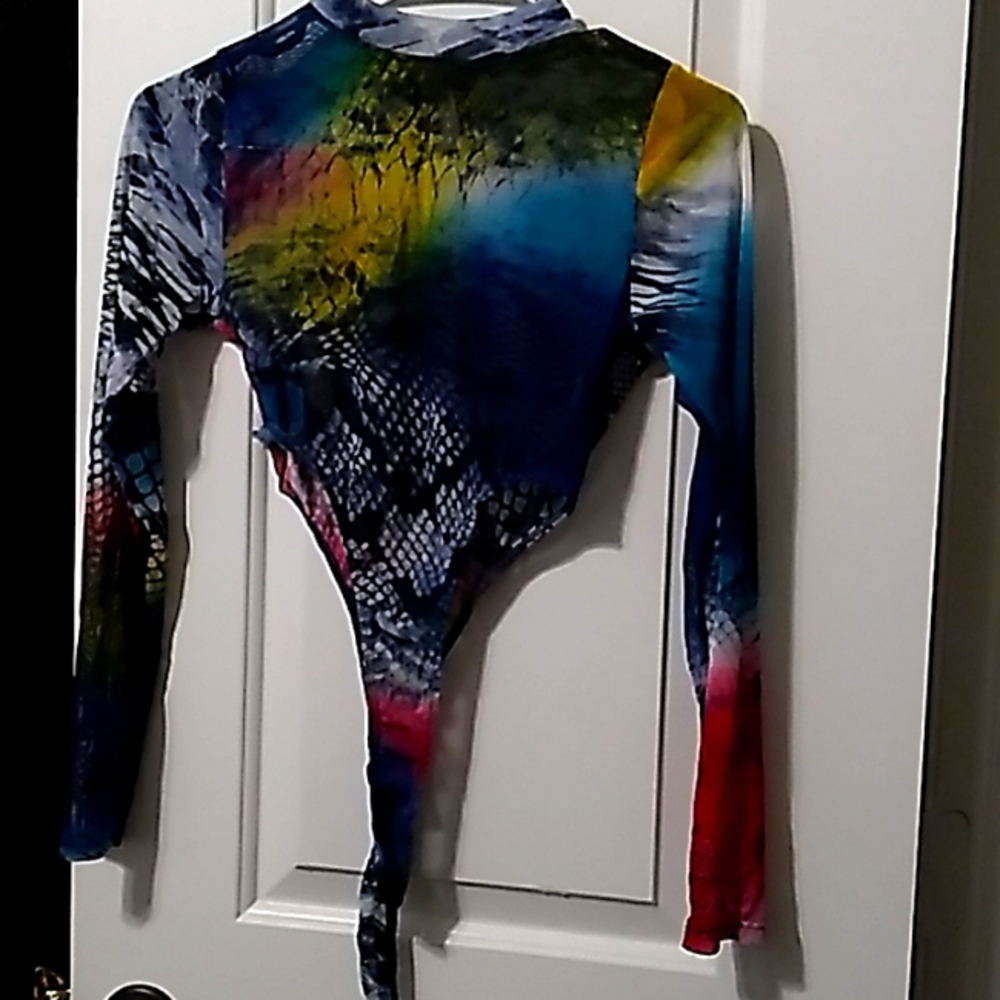 Multi-colored bodysuit with matching pants